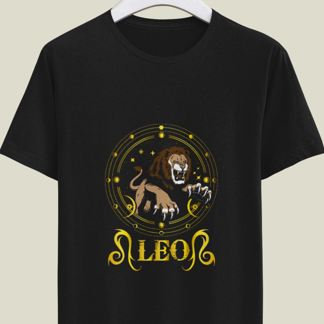 Leo Zodiac Sign Printed Unisex Half Sleeve T-Shirt - Flaunt Your Lionhearted Style