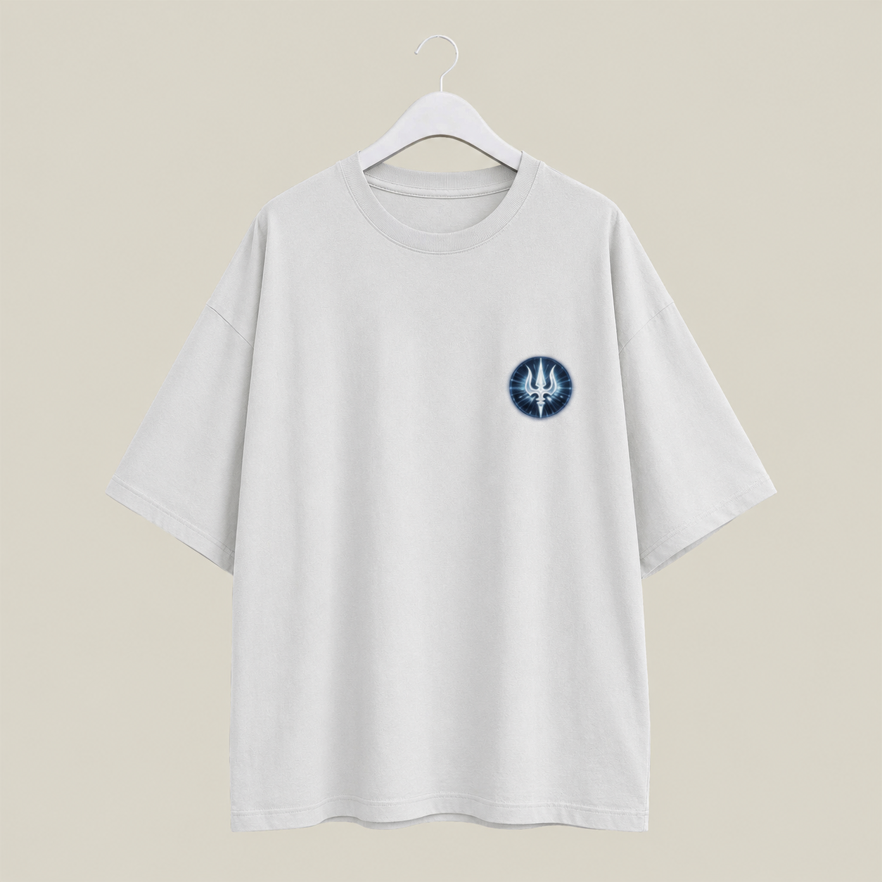 Mahadev Trishul Front & Back Printed T-Shirt – Spiritual Shiva Graphic Tee, Premium Cotton Unisex Oversized Streetwear, White Round Neck Devotional T-Shirt