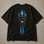 Men's Acid Wash Oversized T-Shirt with Blue Trishul Graphic – Premium Streetwear Tee