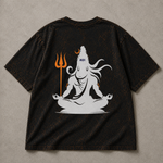 Mahadev Trishul Acid Wash Oversized T-Shirt – Shiva Back Print Spiritual Graphic Tee