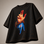 Mahadev Shiva Hand Mudra Acid Wash Oversized T-Shirt – Spiritual Graphic Streetwear Tee