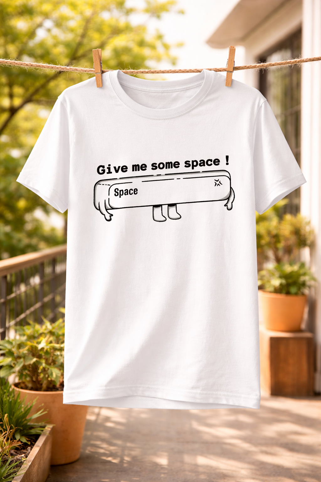 Give Me Some Space Funny Printed T-Shirt – Cute Cartoon Graphic Tee, Premium Cotton Unisex Casual Wear, Introvert Humor Shirt, Trendy White Round Neck T-Shirt