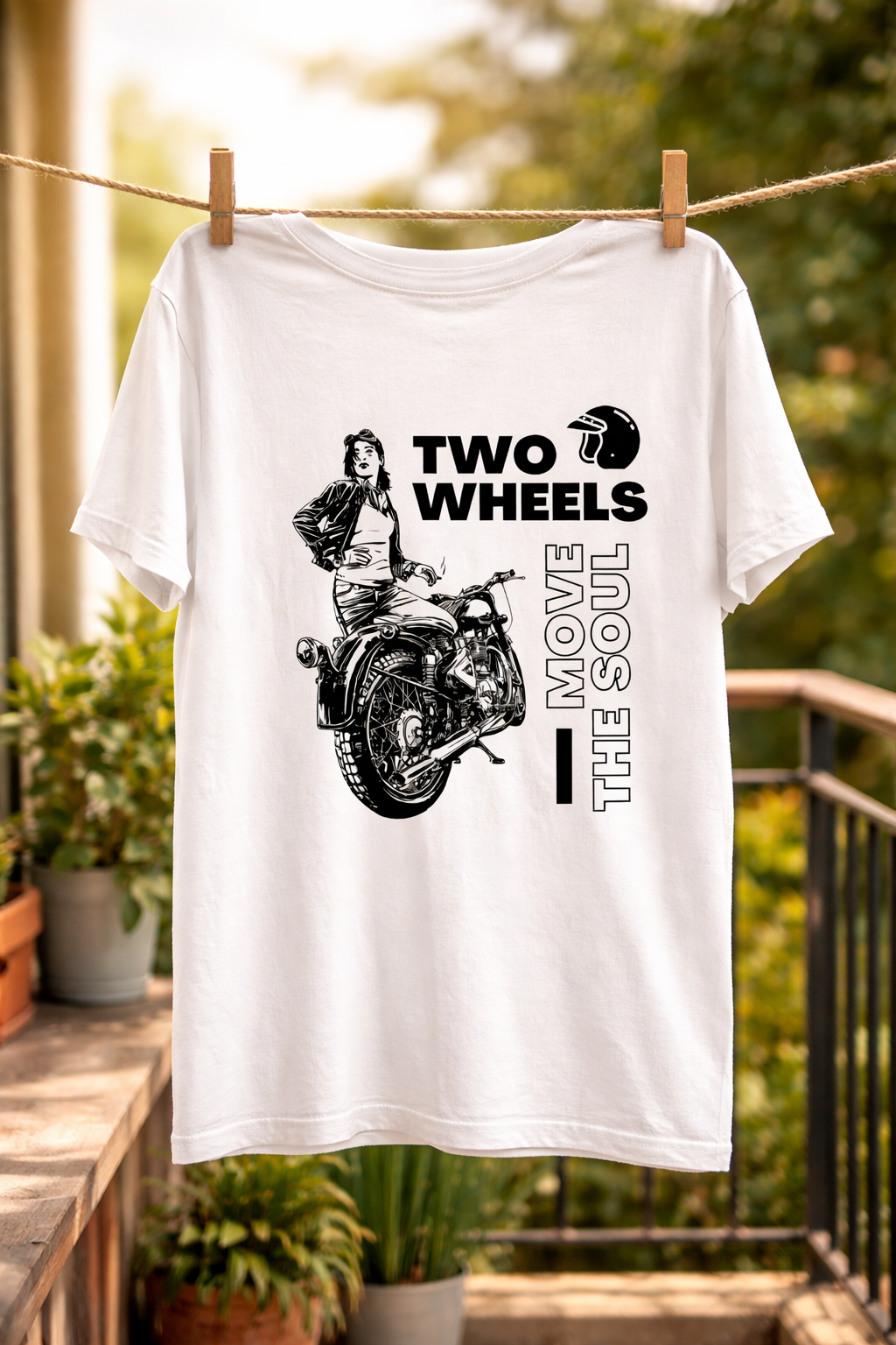 Two Wheels Move The Soul Back Print Motorcycle Unisex T-Shirt