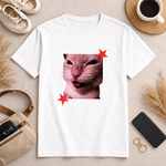 Funny Cat Graphic Printed Black T-Shirt for Men & Women – Cute Meme Cat Face Design Round Neck Half Sleeves Casual Streetwear Unisex Tee