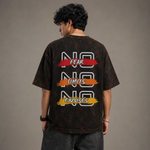 No Fear No Limits No Excuses Oversized Acid Wash T-Shirt for Men | Streetwear Graphic Tee