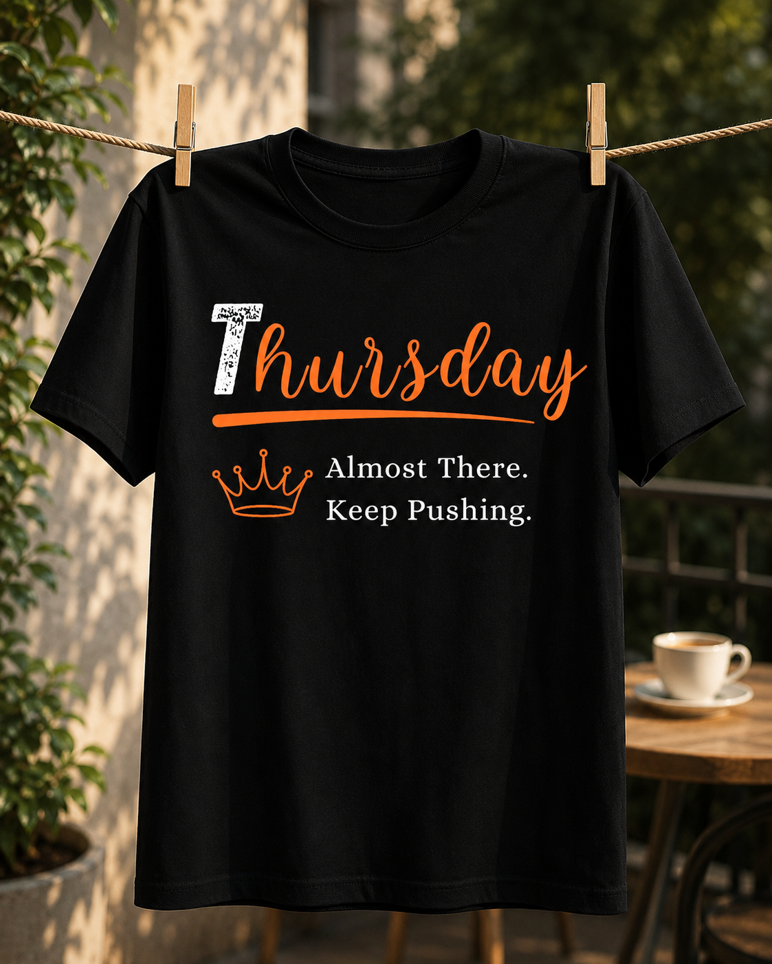 Thursday Motivation Graphic Printed T-Shirt | Unisex Black PollyCotton Blend Round Neck Tee