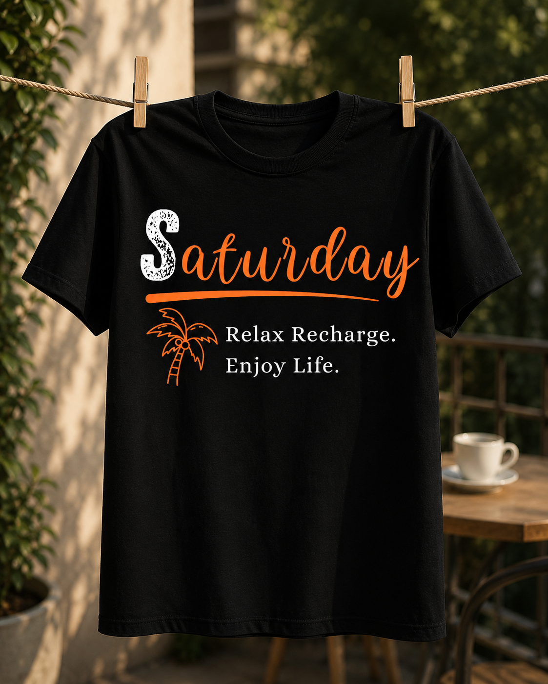 Saturday Motivation Graphic Printed T-Shirt | Unisex Black PollyCotton Blend Round Neck Tee (Copy) (Copy)