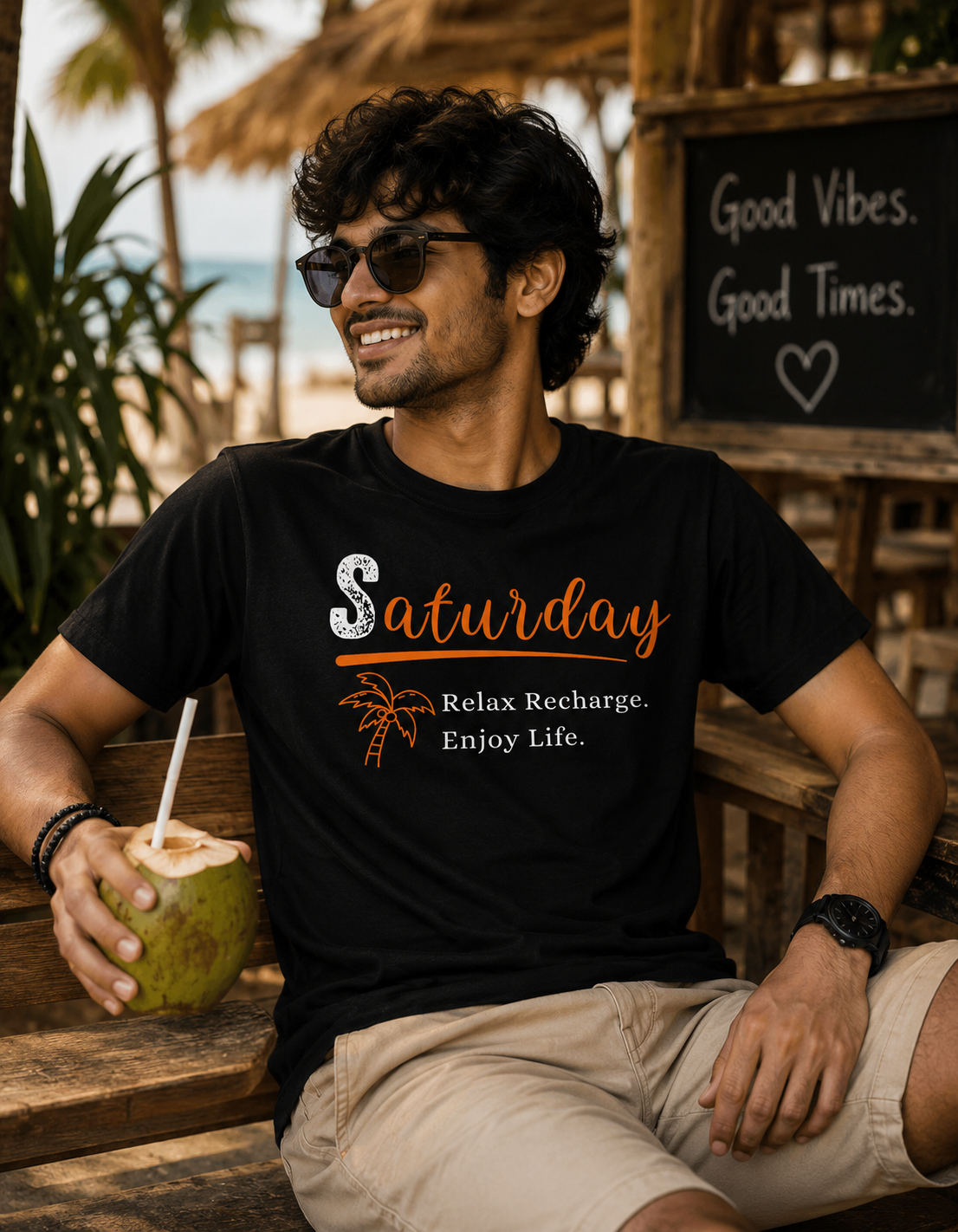 Saturday Motivation Graphic Printed T-Shirt | Unisex Black PollyCotton Blend Round Neck Tee (Copy) (Copy)