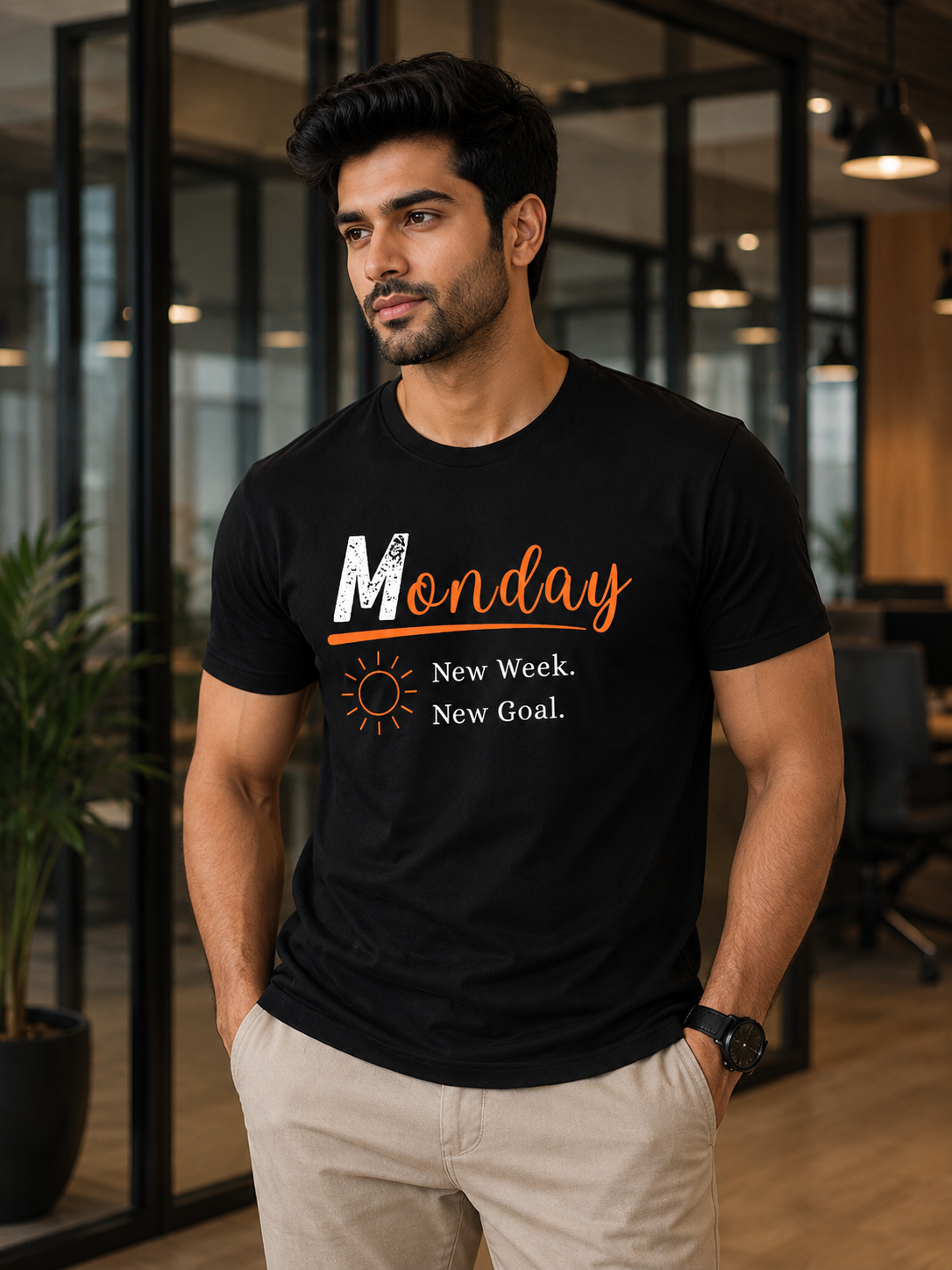 Monday Motivation Graphic Printed T-Shirt | Unisex Black PollyCotton Blend Round Neck Tee (Copy) (Copy) (Copy) (Copy)