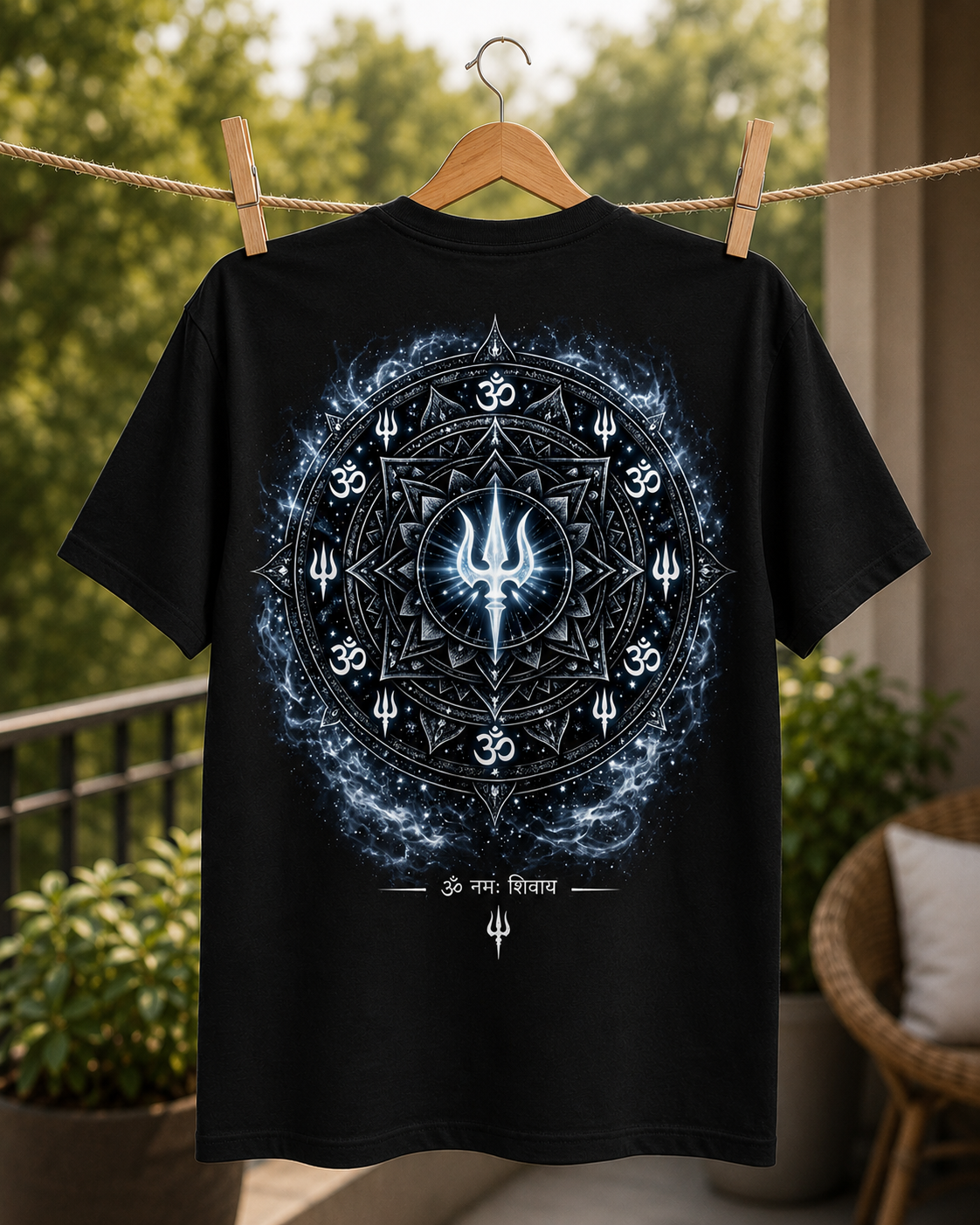 Mahadev Trishul Front & Back Printed T-Shirt – Spiritual Shiva Graphic Tee, Premium PollyCotton Unisex regulars Streetwear, Black Round Neck Devotional T-Shirt