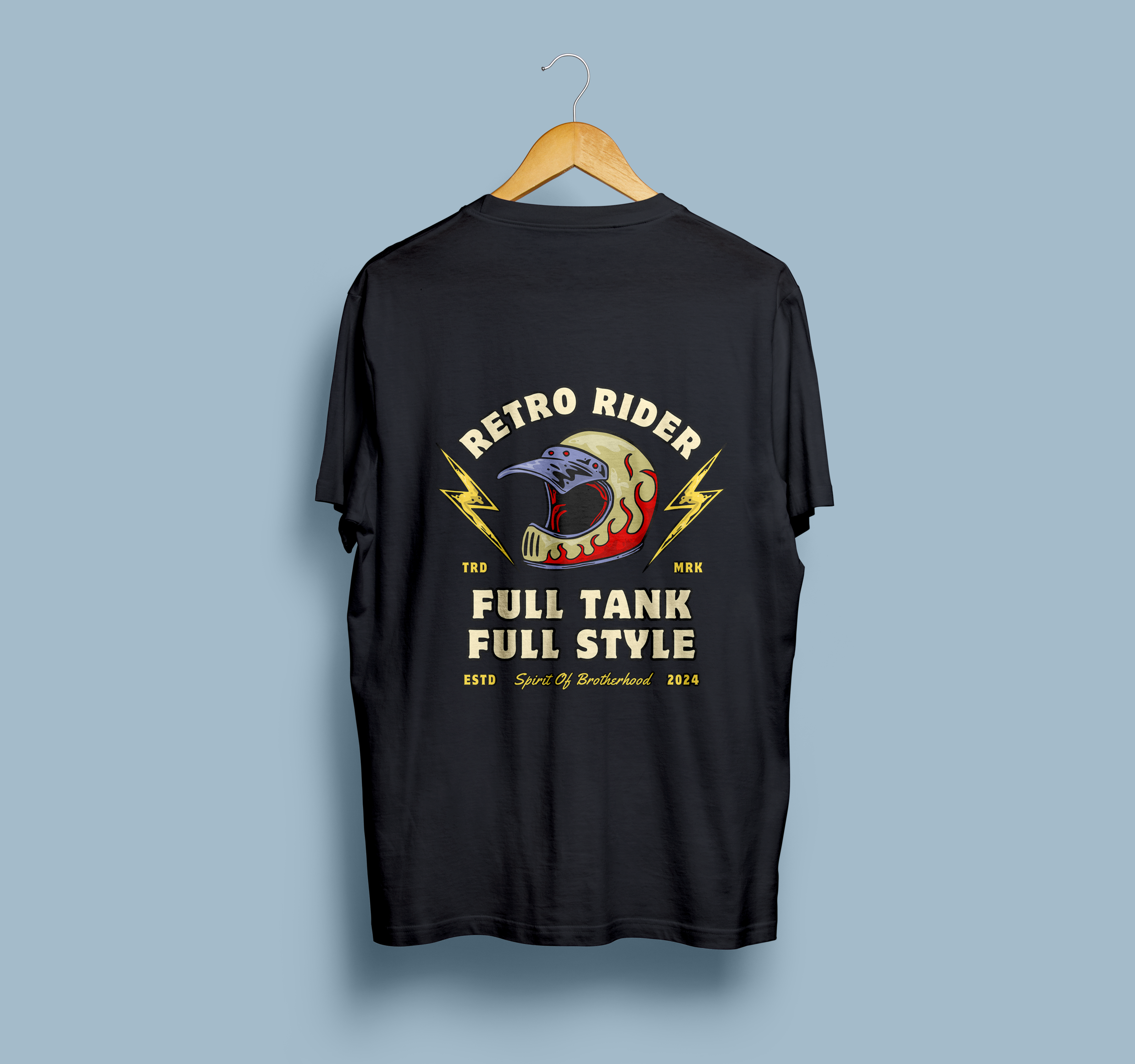 Retro Rider Full Tank Full Style Printed T-Shirt – Biker Graphic Tee, Premium Cotton Unisex Motorcycle Shirt, Front & Back Print Streetwear, Stylish Black Round Neck T-Shirt
