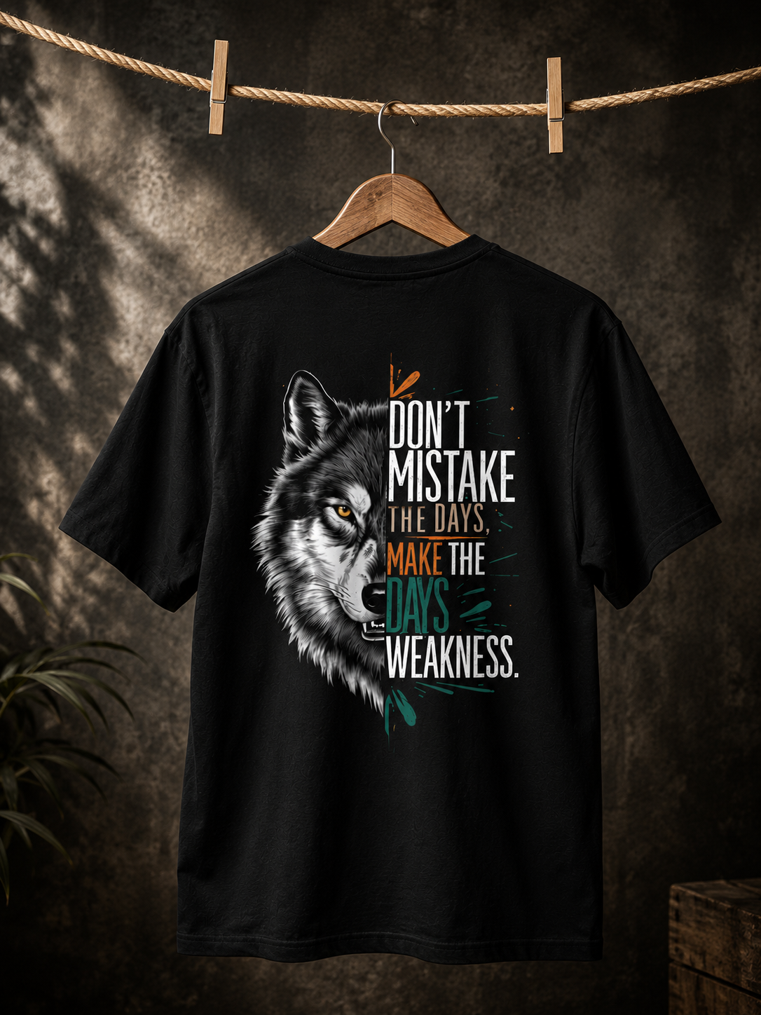 Wolf Printed T Shirt | Back Printed T shirt | Men’s Regular Fit Black Wolf Graphic T-Shirt – Motivational Quote Printed PolyCotton Casual Tee