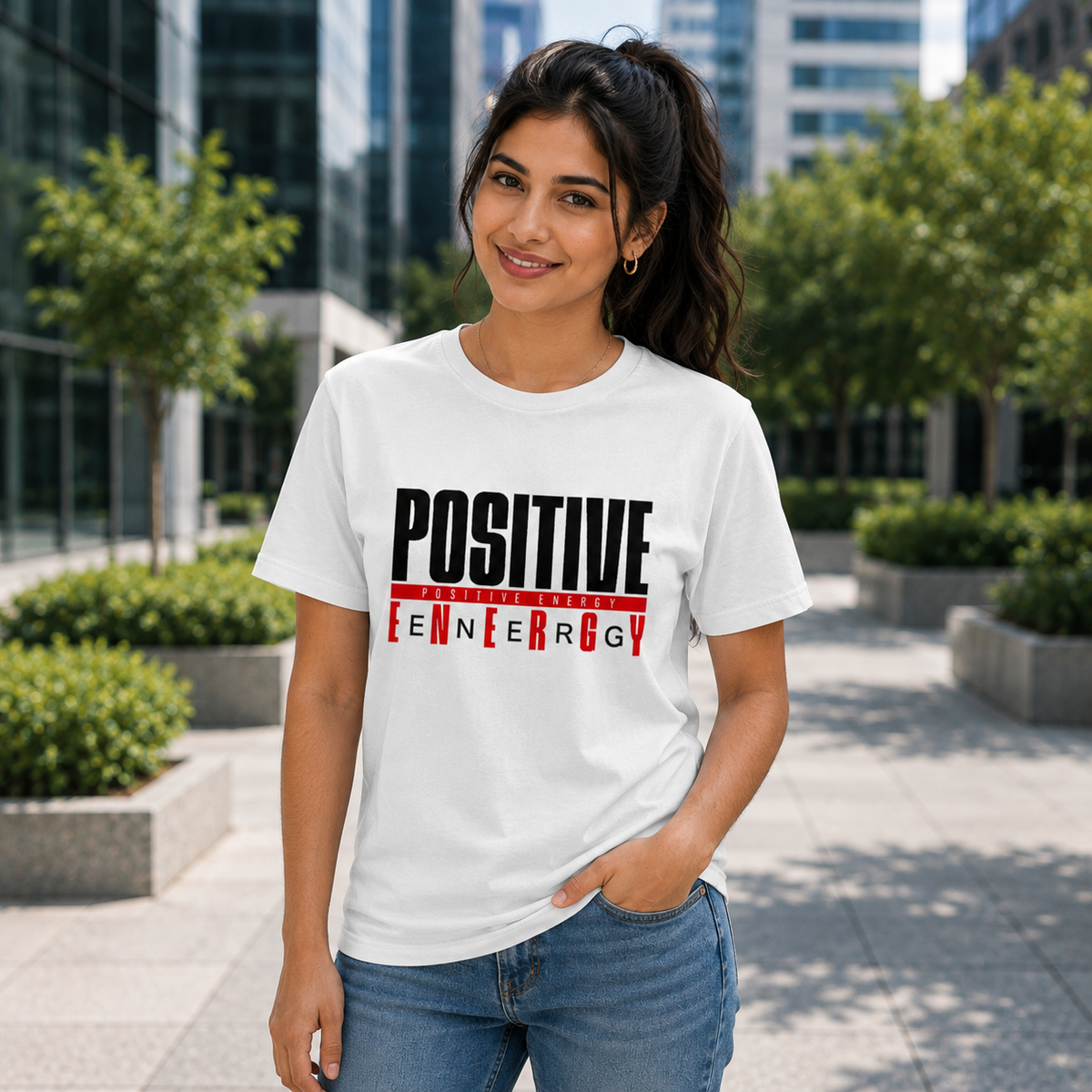 Positive Energy Typography Graphic Unisex T-Shirt