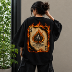 Flaming Ace of Spades Graphic, Premium Cotton Streetwear Casual Wear | Unisex White Oversized T-Shirt (Copy)