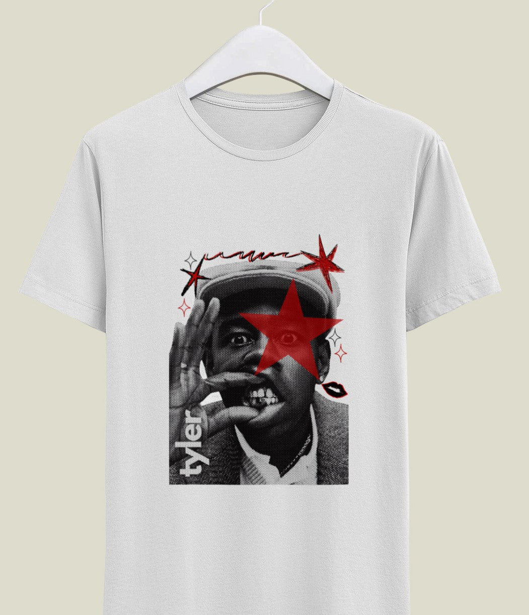 Tyler Inspired Graphic Printed Black T-Shirt for Men & Women – Vintage Hip Hop Streetwear Art Design Round Neck Half Sleeves Cotton Casual T-Shirt