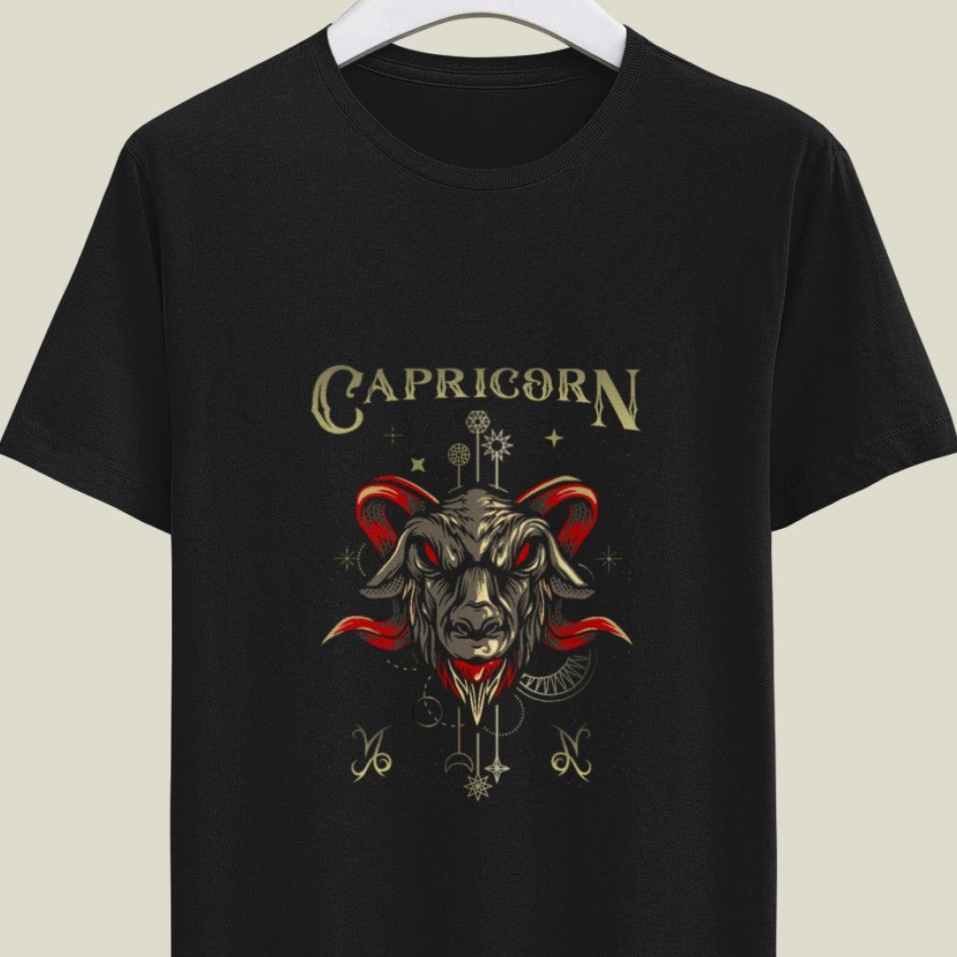 Capricorn Zodiac Sign Printed Unisex Half Sleeve T-Shirt - Express Your Astrological Spirit