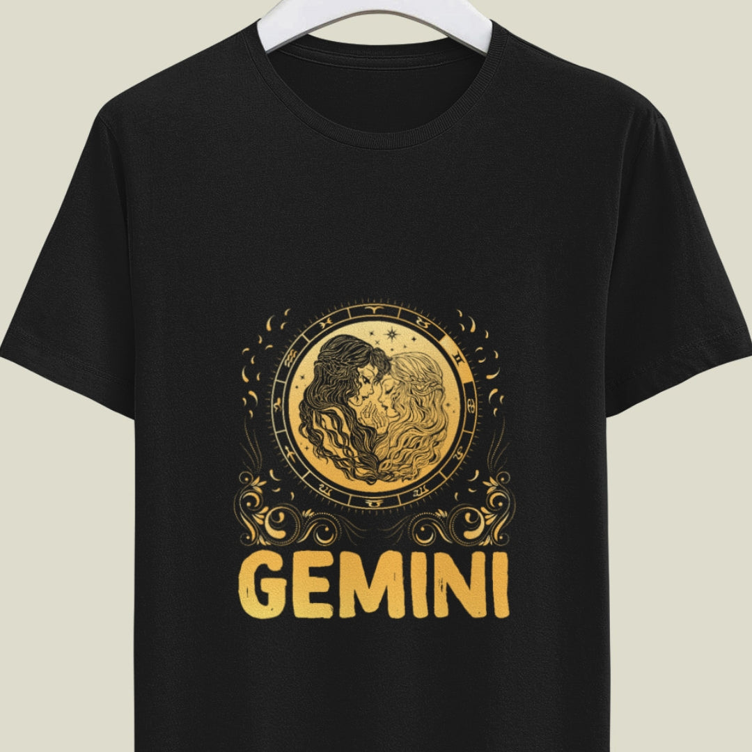 Gemini Zodiac Sign Printed Unisex Half Sleeve T-Shirt - Express Your Dual Nature