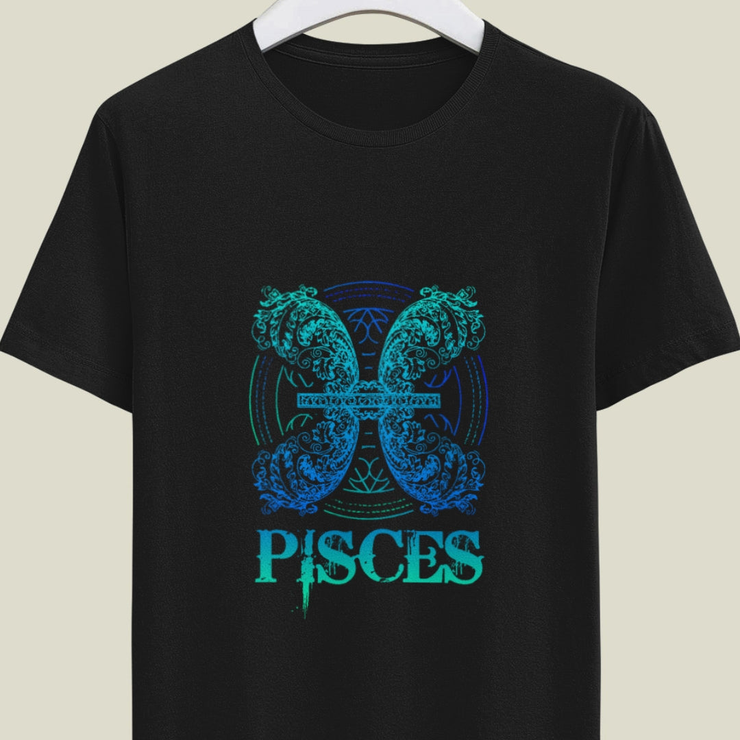 Pisces Zodiac Sign Printed Unisex Half Sleeve T-Shirt - Dive into Astrological Style