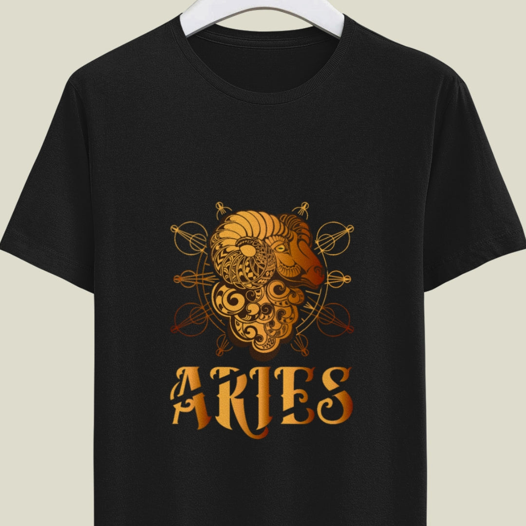 Aries Zodiac Sign Printed Unisex Half Sleeve T-Shirt - Stylish Comfort for Aries Enthusiasts