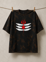 Mahadev Trishul Acid Wash Oversized T-Shirt – Shiva Spiritual Back Print Tee