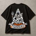 Mahadev Trishul Sanskrit Acid Wash Oversized T-Shirt – Shiva Spiritual Back Print Tee