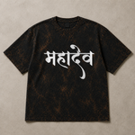 Meditating Mahadev Shiva Acid Wash Oversized T-Shirt – Spiritual Graphic Back Print Tee