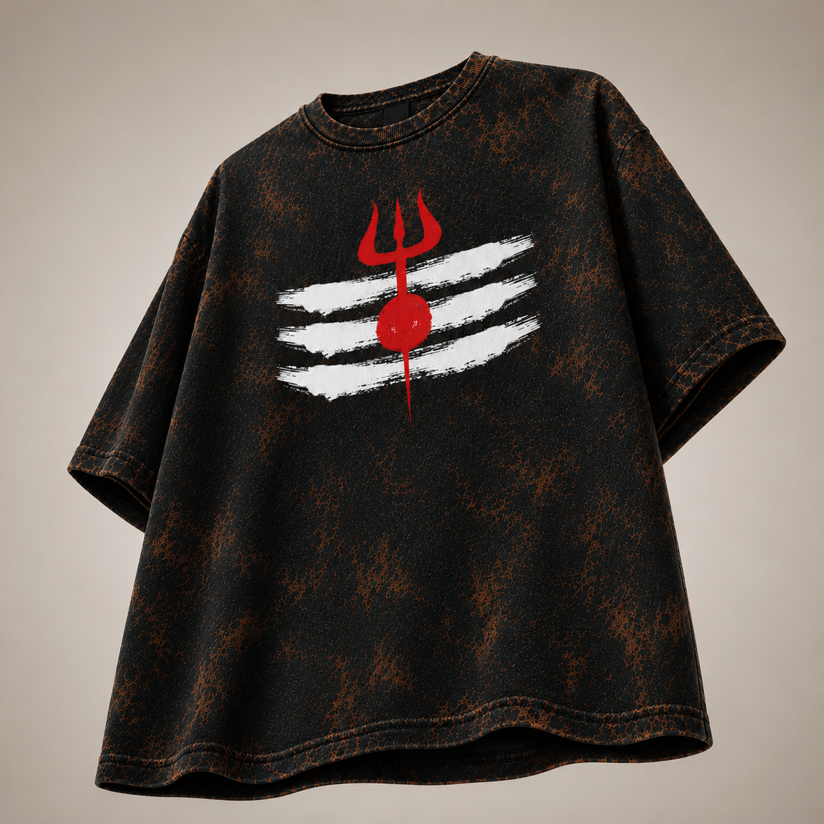 Mahadev Trishul Acid Wash Oversized T-Shirt – Shiva Spiritual Back Print Tee