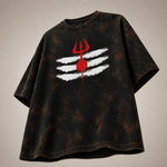 Mahadev Trishul Acid Wash Oversized T-Shirt – Shiva Spiritual Back Print Tee