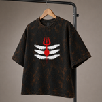 Mahadev Trishul Acid Wash Oversized T-Shirt – Shiva Spiritual Back Print Tee