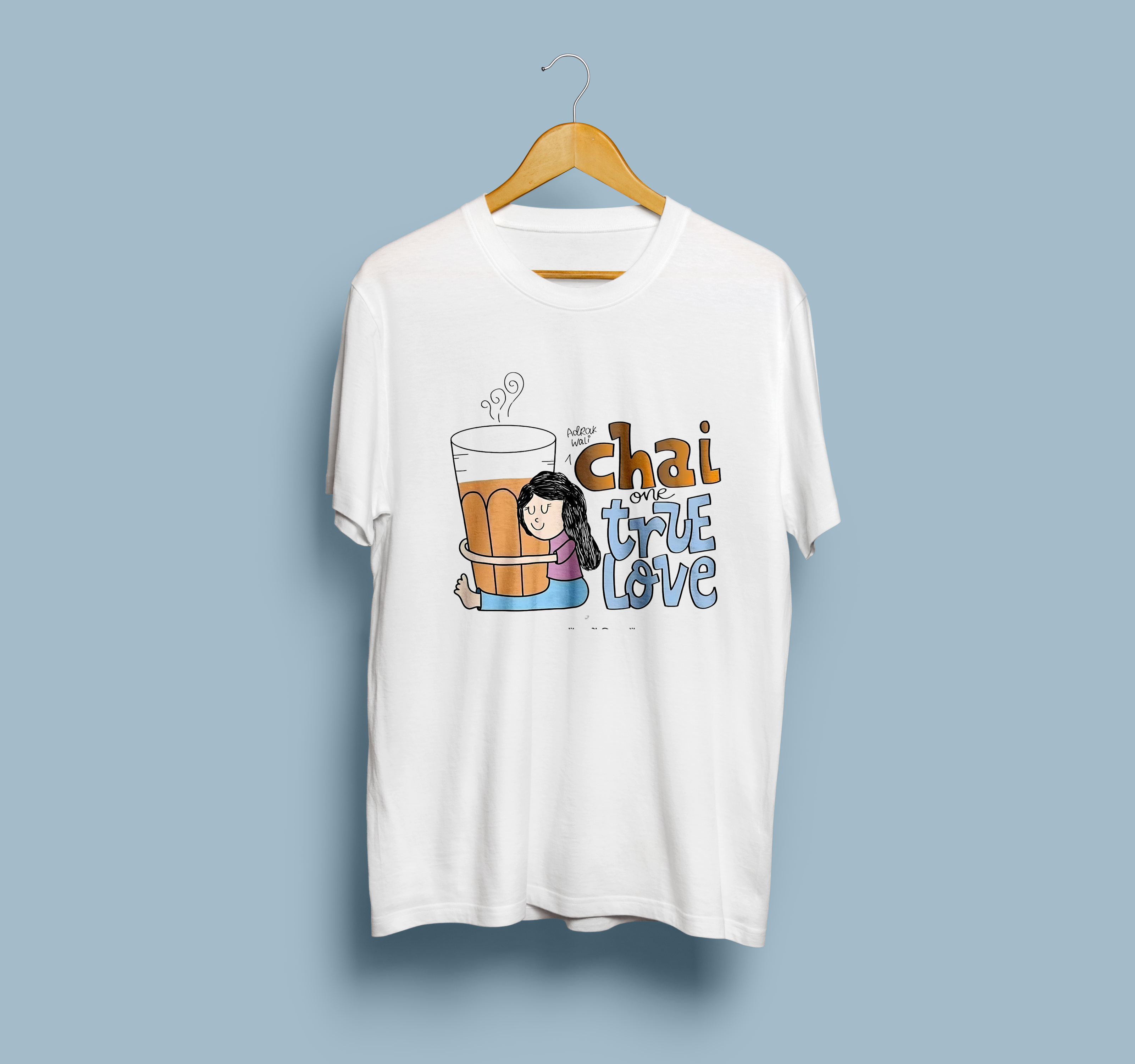Chai One True Love Printed T-Shirt – Cute Chai Lover Graphic Tee, Premium Cotton Unisex Casual Shirt, Coffee & Tea Lover Gift, Aesthetic White T-Shirt