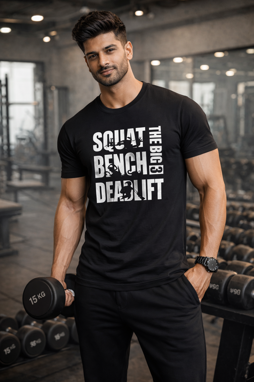 The Big 3 Typographic Printed T Shirt | Premium Round Neck Half Sleeve T-Shirt for Active Lifestyles - Breathable and Moisture-Wicking