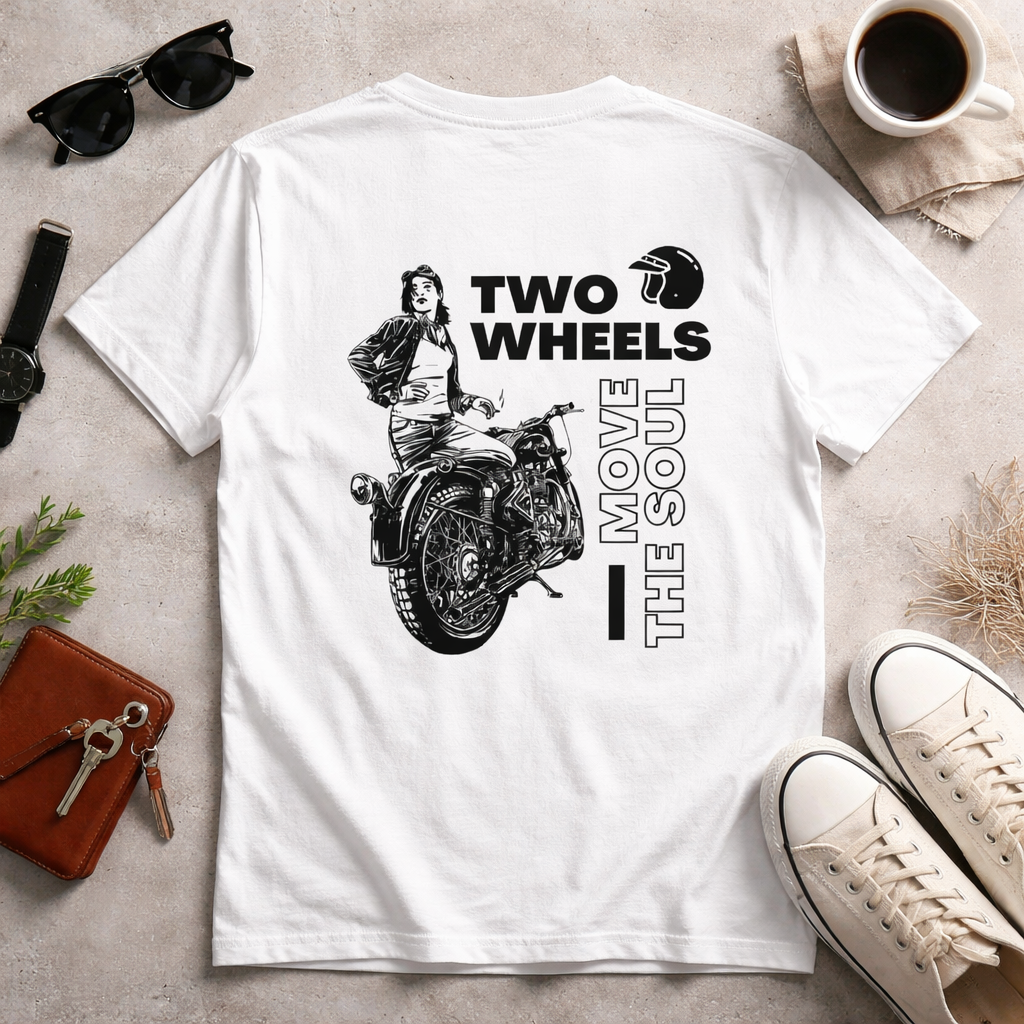 Two Wheels Move The Soul Back Print Motorcycle Unisex T-Shirt