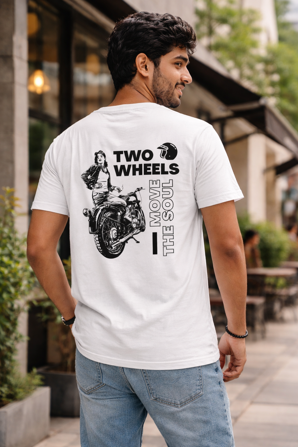 Two Wheels Move The Soul Back Print Motorcycle Unisex T-Shirt