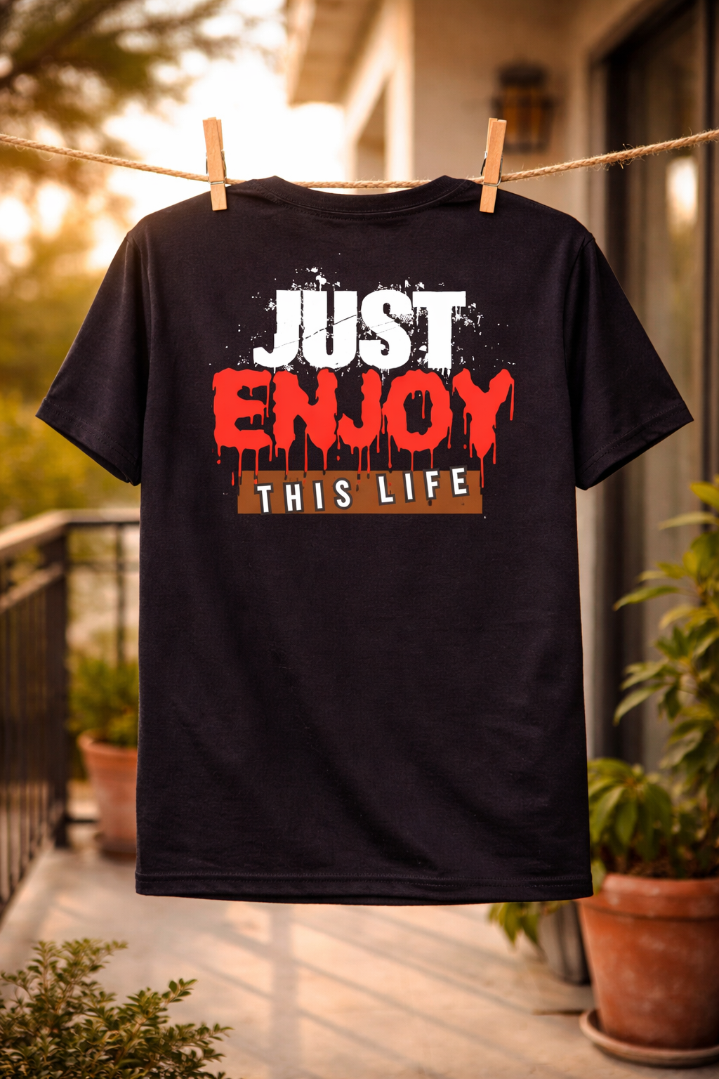 Just Enjoy This Life Spiritual Dove Cross Printed T-Shirt – Inspirational Faith Graphic Tee, Premium Cotton Unisex Casual Wear, Religious Art Design Shirt, Trendy White Round Neck T-Shirt