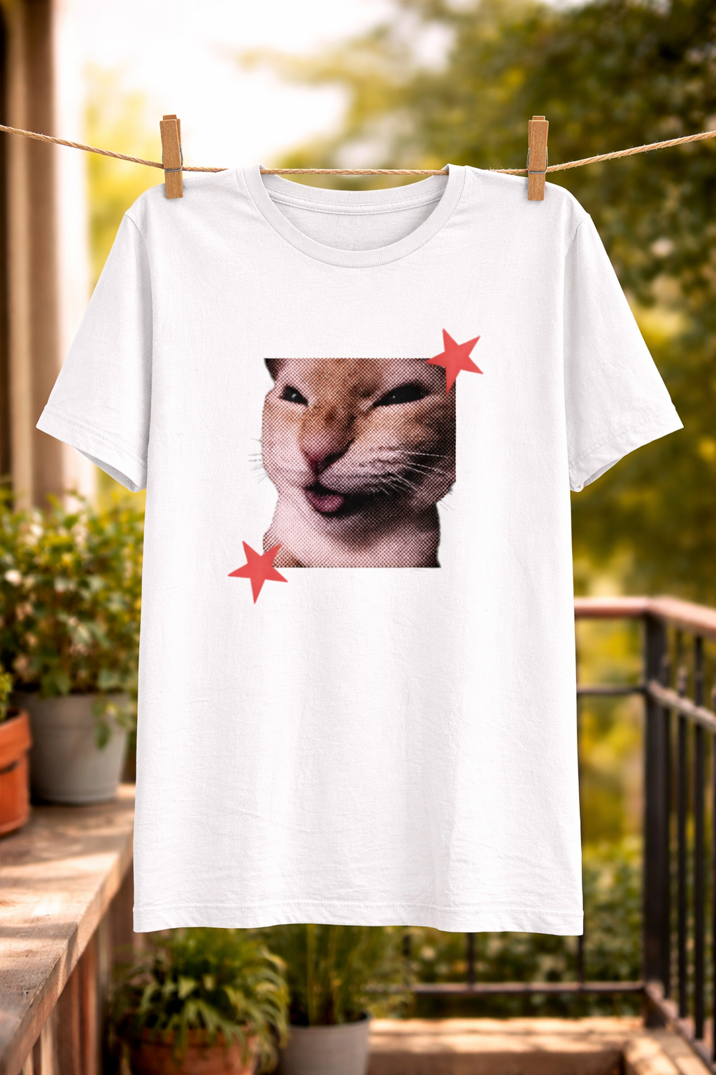 Funny Cat Graphic Printed White T-Shirt for Men & Women – Cute Meme Cat Face Design Round Neck Half Sleeves Cotton Casual Streetwear Unisex Tee
