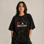 Need Chai Battery Graphic Acid Wash T-Shirt – Funny Coffee & Tea Lover Unisex Tee