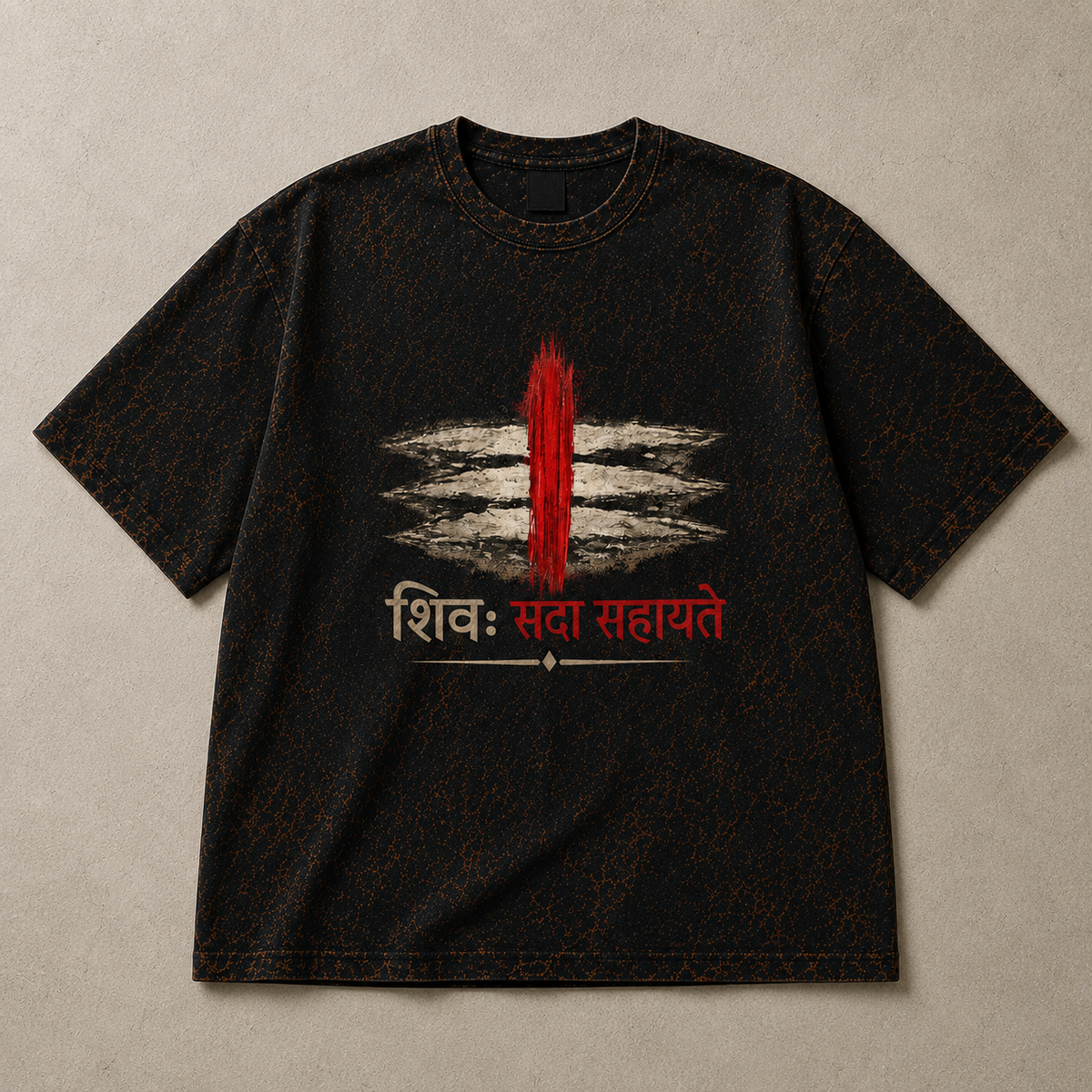 Mahadev Shiva Warrior Acid Wash Oversized T-Shirt – Spiritual Graphic Back Print Tee
