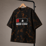 Need Chai Battery Graphic Acid Wash T-Shirt – Funny Coffee & Tea Lover Unisex Tee