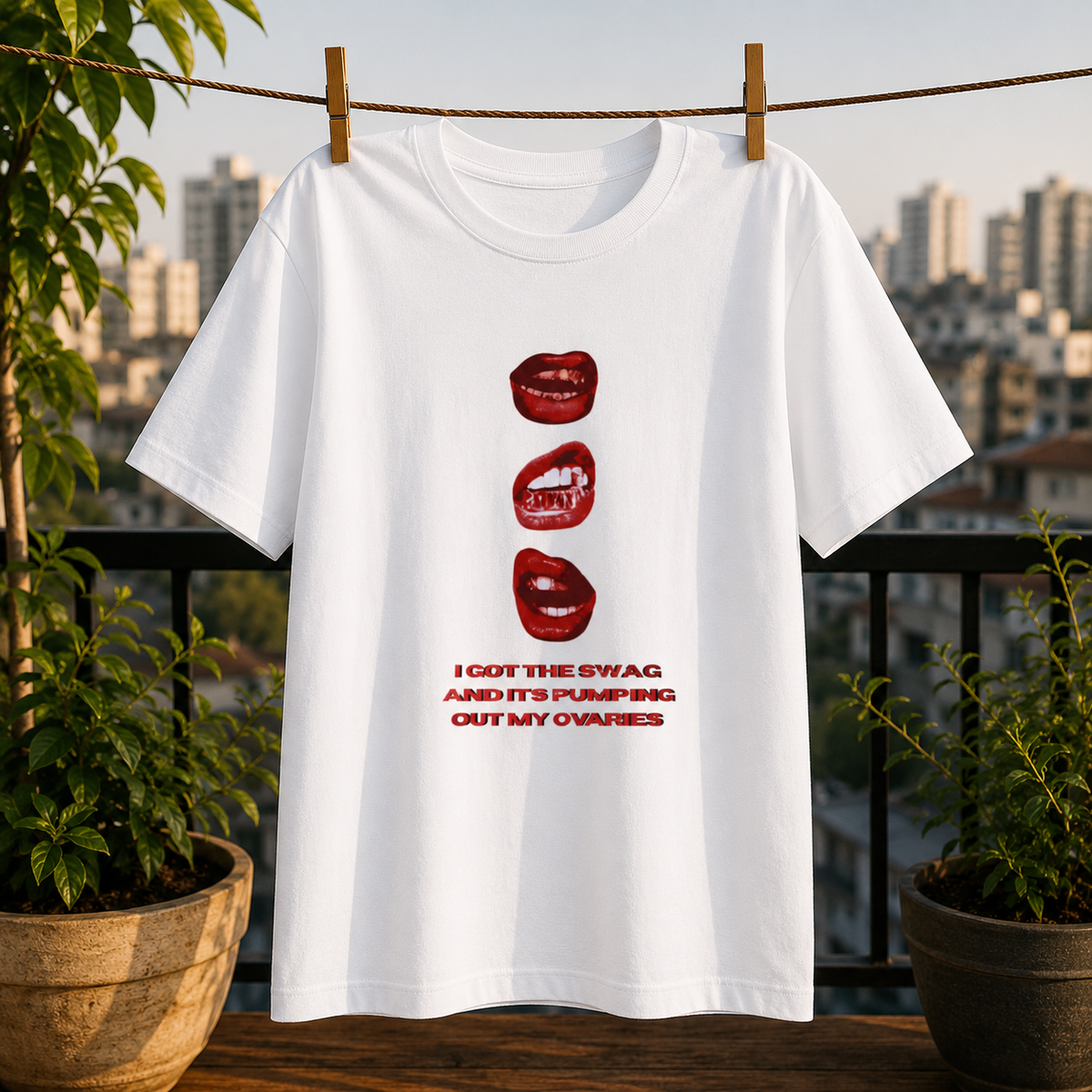Bold Lips Graphic T-Shirt – “I Got The Swag” Statement Tee for Women | Aesthetic Streetwear Top