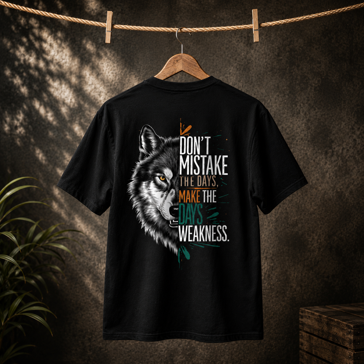 Wolf Printed T Shirt | Back Printed T shirt | Men’s Regular Fit Black Wolf Graphic T-Shirt – Motivational Quote Printed PolyCotton Casual Tee