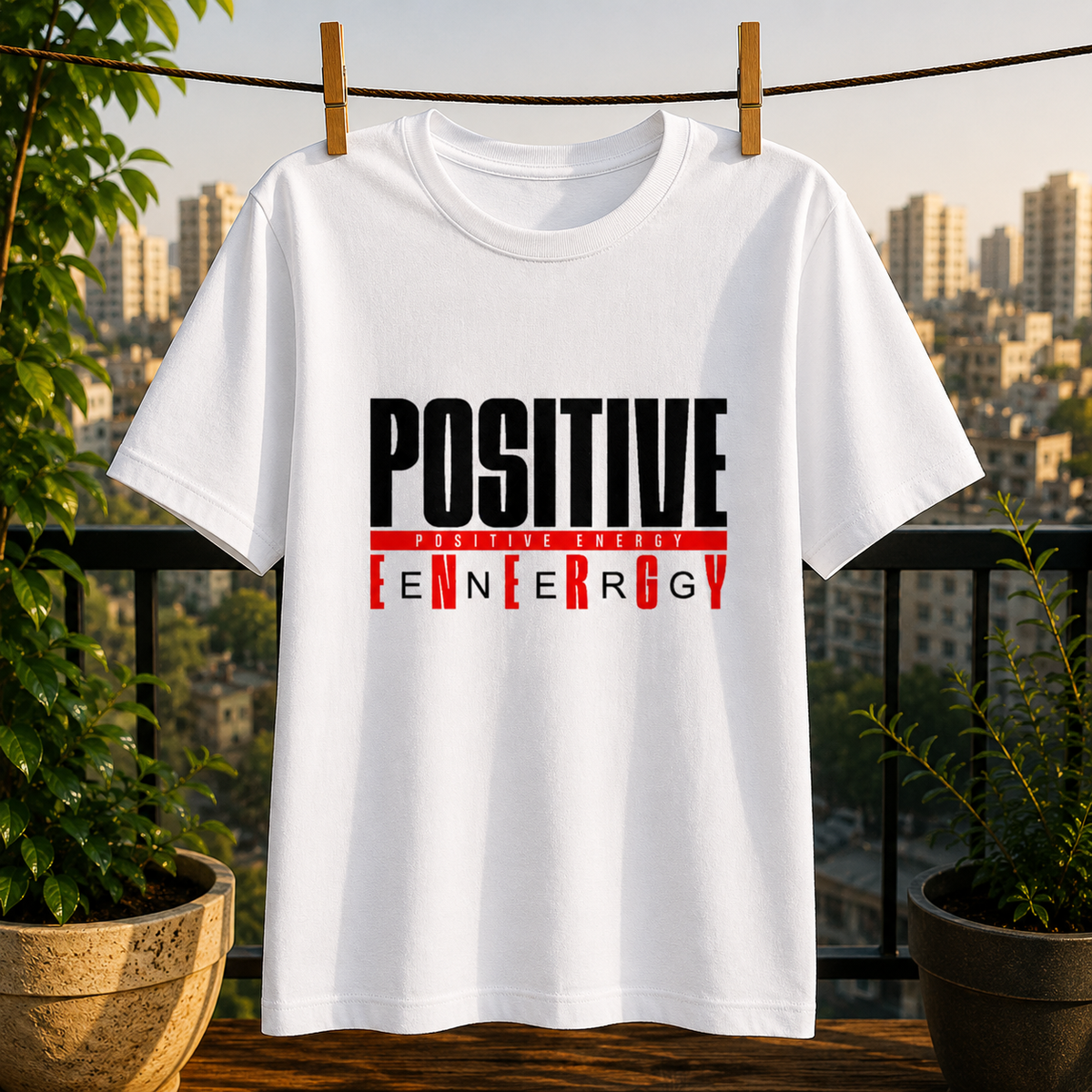 Positive Energy Typography Graphic Unisex T-Shirt