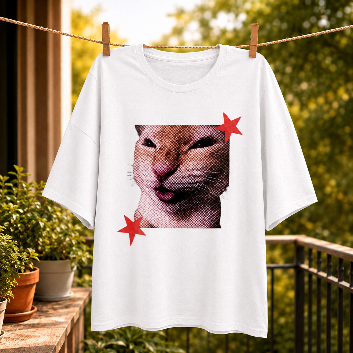 Funny Cat Graphic Printed White T-Shirt for Men & Women – Cute Meme Cat Face Design Round Neck Half Sleeves Cotton Casual Streetwear Unisex Tee