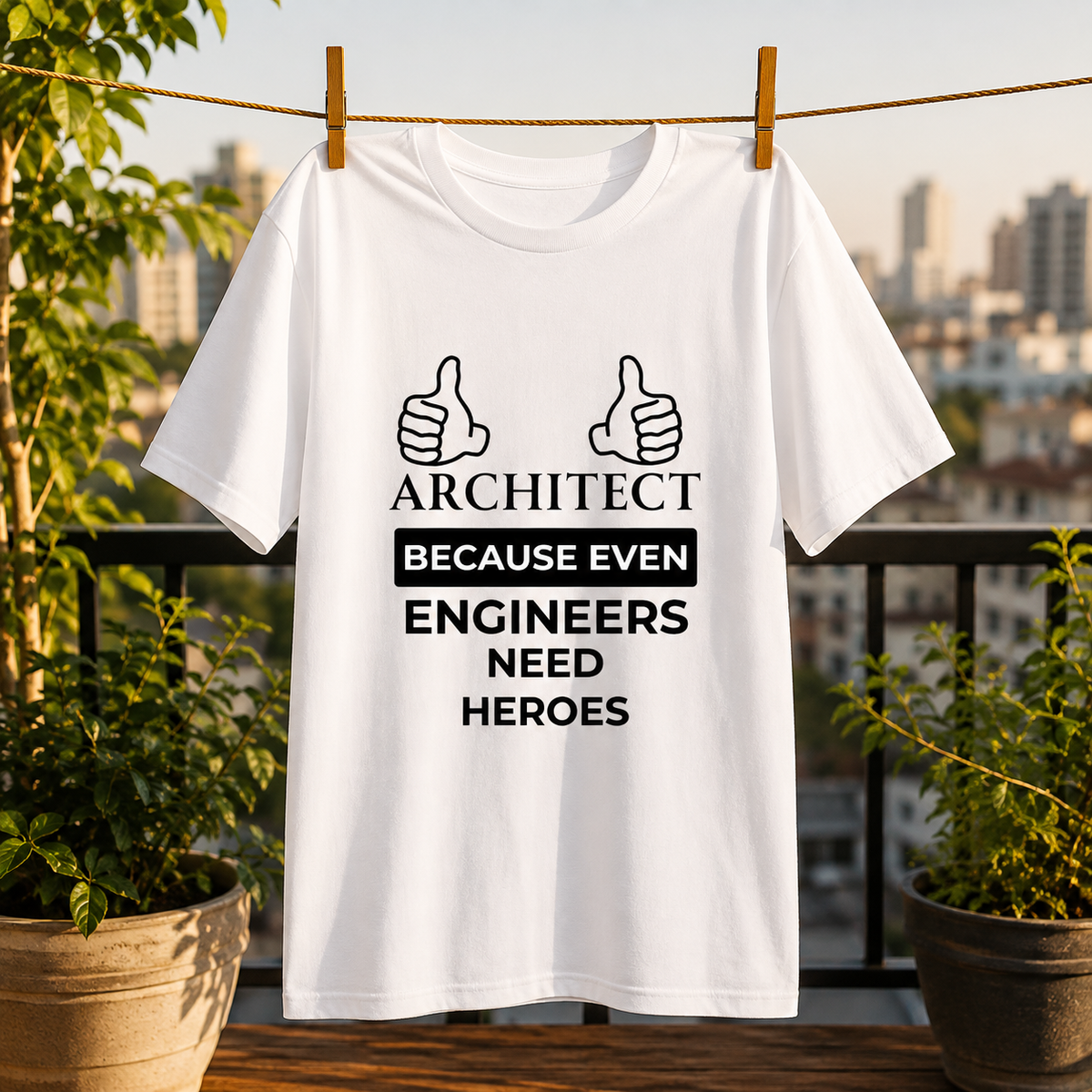 Architect Because Even Engineers Need Heroes Funny Graphic T-Shirt