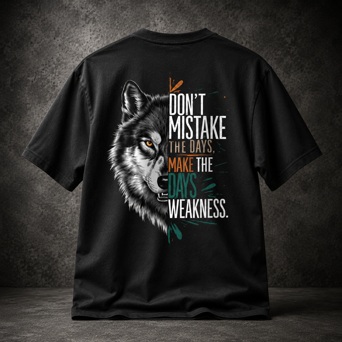 Wolf Printed T Shirt | Back Printed T shirt | Men’s Regular Fit Black Wolf Graphic T-Shirt – Motivational Quote Printed PolyCotton Casual Tee