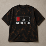Need Chai Battery Graphic Acid Wash T-Shirt – Funny Coffee & Tea Lover Unisex Tee