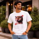 Funny Cat Graphic Printed Black T-Shirt for Men & Women – Cute Meme Cat Face Design Round Neck Half Sleeves Casual Streetwear Unisex Tee