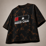 Need Chai Battery Graphic Acid Wash T-Shirt – Funny Coffee & Tea Lover Unisex Tee