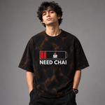 Need Chai Battery Graphic Acid Wash T-Shirt – Funny Coffee & Tea Lover Unisex Tee