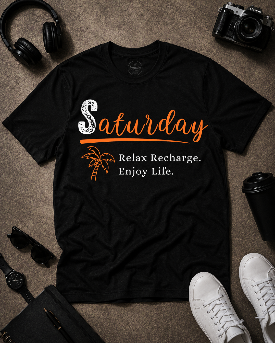 Saturday Motivation Graphic Printed T-Shirt | Unisex Black PollyCotton Blend Round Neck Tee (Copy) (Copy)