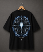 Mahadev Trishul Front & Back Printed T-Shirt – Spiritual Shiva Graphic Tee, Premium Cotton Unisex Oversized Streetwear, White Round Neck Devotional T-Shirt